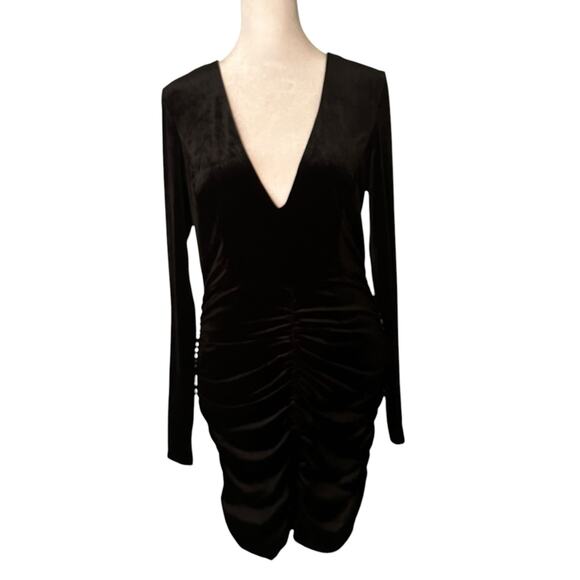 Bardot black velvet n-neck long sleeve midi dress size 6 - Picture 2 of 12